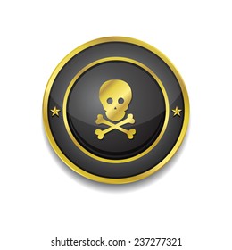 Danger Sign Gold Vector Icon Button