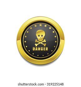 Danger Sign Golden Vector Icon Button