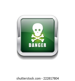 Danger Sign Green Vector Icon Button