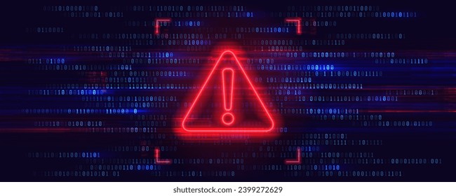 Danger sign. Hacked system or cyber attack. Vector illustration.