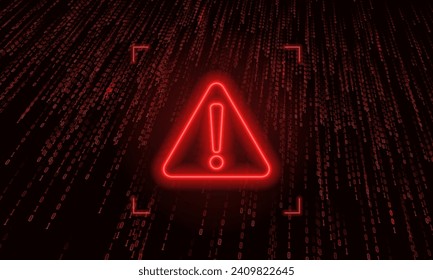 Danger sign. Hacked system or cyber attack. Vector illustration.