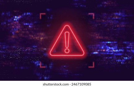 Danger sign. Hacked system or cyber attack. Vector illustration.