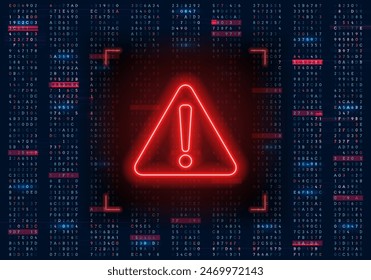 Danger sign. Hacked system or cyber attack. Vector illustration.