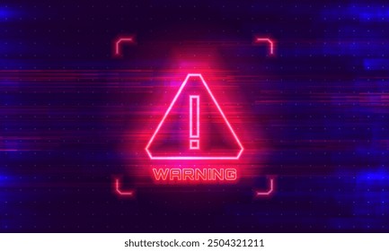 Danger sign. Hacked system or cyber attack. Warning symbol on the screen. Vector illustration.