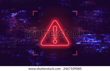 Danger sign. Hacked system or cyber attack. Vector illustration.