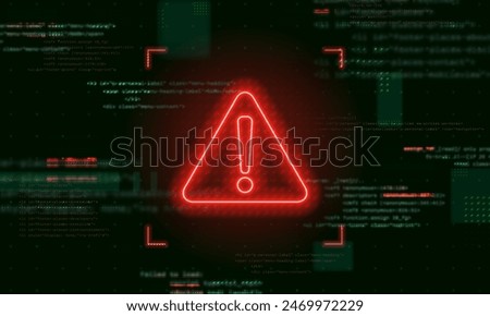 Danger sign. Hacked system or cyber attack. Vector illustration.