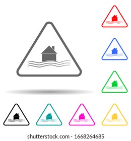 signo de peligro de la inundación de casa icono de estilo multicolor. Glifo simple, vector plano de señales de advertencia iconos para ui y ux, sitio web o aplicación móvil