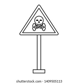 danger sign icon cartoon vector illustration graphic design black and white