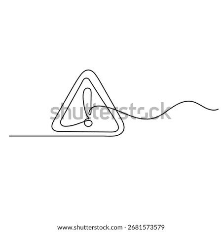 Danger sign  icon   continuous one line drawing of outline vector illustration 