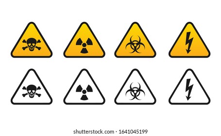 Danger sign icon, triangle warning sign , high voltage, toxic, radiation, vector icon Illustration