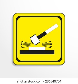 Danger sign. Impact of work. Dismantling. Vector icon.