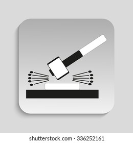 Danger sign. Impact of work. Dismantling. Vector icon.
