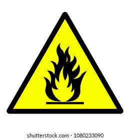 The danger sign of inflammable materials on the yellow triangle. Vector illustration