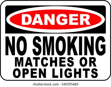 Danger sign no smoking matches or open lights