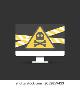 Danger Sign on the Computer. Vector Illustration