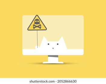 Danger Sign on the Computer. Vector Illustration