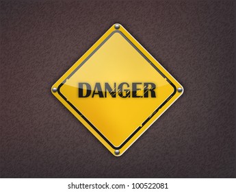 Danger Sign on dark background