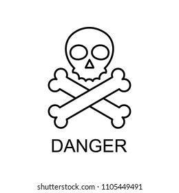 danger sign outline icon. Element of data protection icon with name for mobile concept and web apps. Thin line danger sign icon can be used for web and mobile on white background