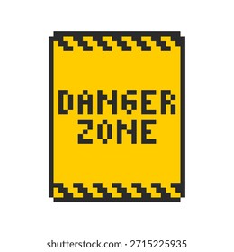 Peligro signo píxel. Advertencia de peligro Interfaz de mensaje de 8 bits. Advertencia - ventana de aviso en estilo de 8 bits.