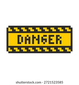 Peligro signo píxel. Advertencia de peligro Interfaz de mensaje de 8 bits. Advertencia - ventana de aviso en estilo de 8 bits.