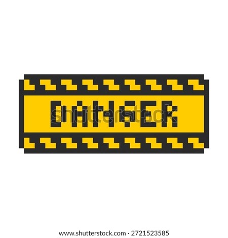 Danger sign pixel. Caution warning of danger 8 bit message interface. Warning - notice window in 8-bit style.