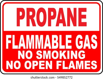danger sign propane flammable gas no smoking no open flames