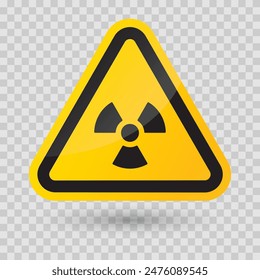 Danger sign! Radiation. Attention. Radioactive substances or ionizing radiation. Triangular sign, colored, yellow and black