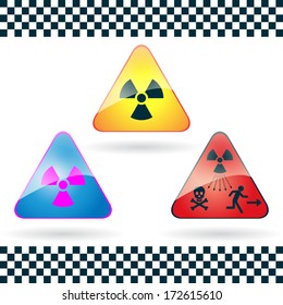 Danger sign of radioactivity.Vector set.