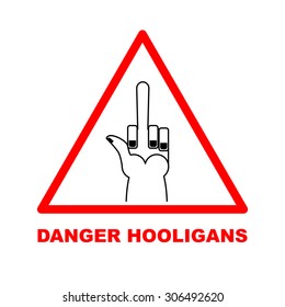 Danger sign. Red triangle-road sign. Dangerous: bullies, hooligans. Vector illustration.