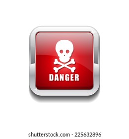 Danger Sign Red Vector Icon Button