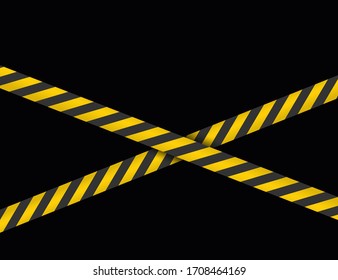 Danger Sign Ribbon Crosshair. Yellow tapes, bands, strips. Fence, Cardon. Vector illustration, template. svg