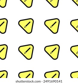 Danger sign seamless vector background. Warning exclamation mark icon in triangle vector. Danger symbol vector. Vector illustration.