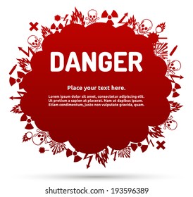 Danger sign set in cloud banner for your text. Hazard symbol template.