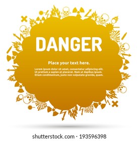 Danger sign set in cloud banner for your text. Hazard symbol template.