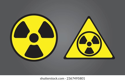 Danger sign. Set of vector icons. Hazard and warning symbols: radiation ionization, biohazard caution and danger zone. Collection of universal recognisable signs: bones with  skull, radioactivity.