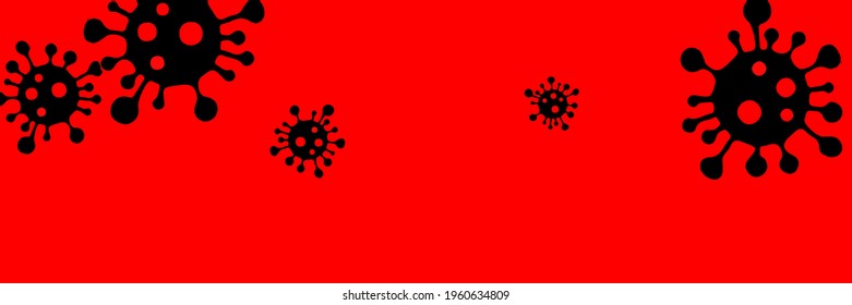 Danger Sign Sick Bright Covid-19 Epidemic Background. Healthcare Creepy Test Vivid Coronavirus Science Black Virus Wallpaper. Quarantine Neon Medicine Vibrant Horizontal Red Pandemic Illustration.