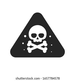 Danger sign with skull bones blank and white symbol or caution hazard icon isolated vector flat cartoon illustration, idea of toxic or poison stamp label, radiation or chemical alarm alert attention