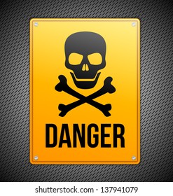 Danger Sign With Skull And Bones On Metal Background