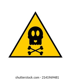 Danger sign. Skull with cross bones in a yellow triangle. Danger or warning vector icon.
