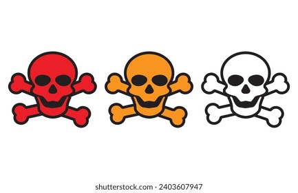 danger sign with skull and cross bones, vector illustration.