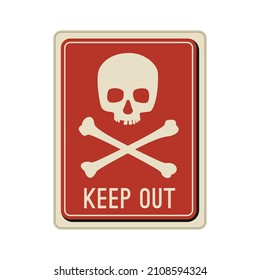 Danger sign with skull and crossbones in flat style.
