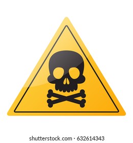 Danger sign. Skull and crossbones on a signboard. Vector illustration