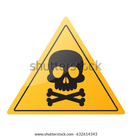 Danger sign. Skull and crossbones on a signboard. Vector illustration