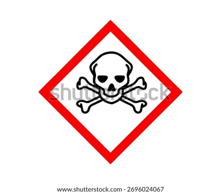 Danger sign with skull and crossbones. Warning symbol in red triangle. Toxic hazard, poison alert icon vector design and illustration.
