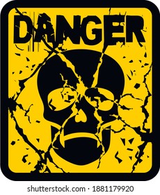 danger sign with skull, grunge vintage design t shirts
