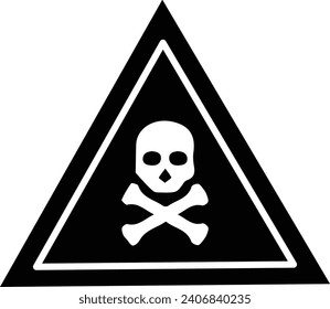 Danger sign with skull. Warning icon of poison, toxic, chemical and electricity