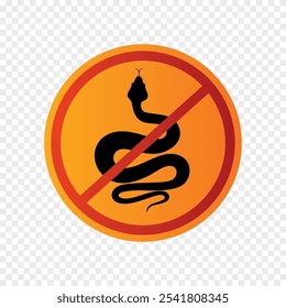 Um sinal de perigo com símbolo de cobras. Ilustração vetorial em fundo transparente.