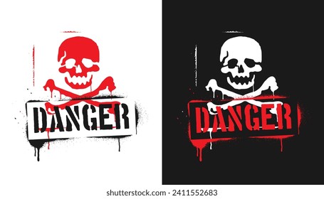 Danger Sign. With spray paint graffiti stencil style