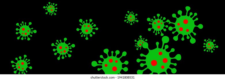 Danger Sign Test Creepy Pandemic Healthcare Backdrop. Coronavirus Red Covid-19 Vivid Science Black Horizontal Illustration. Quarantine Green Sick Bright Virus Medicine Vibrant Epidemic Wallpaper.