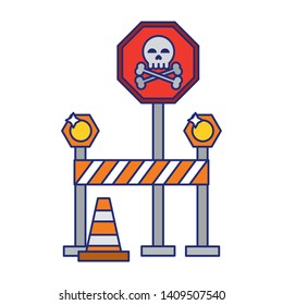 danger sign with tools icon cartoon vector illustration graphic design